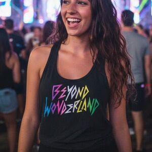 Beyond Wonderland Black Tank Top